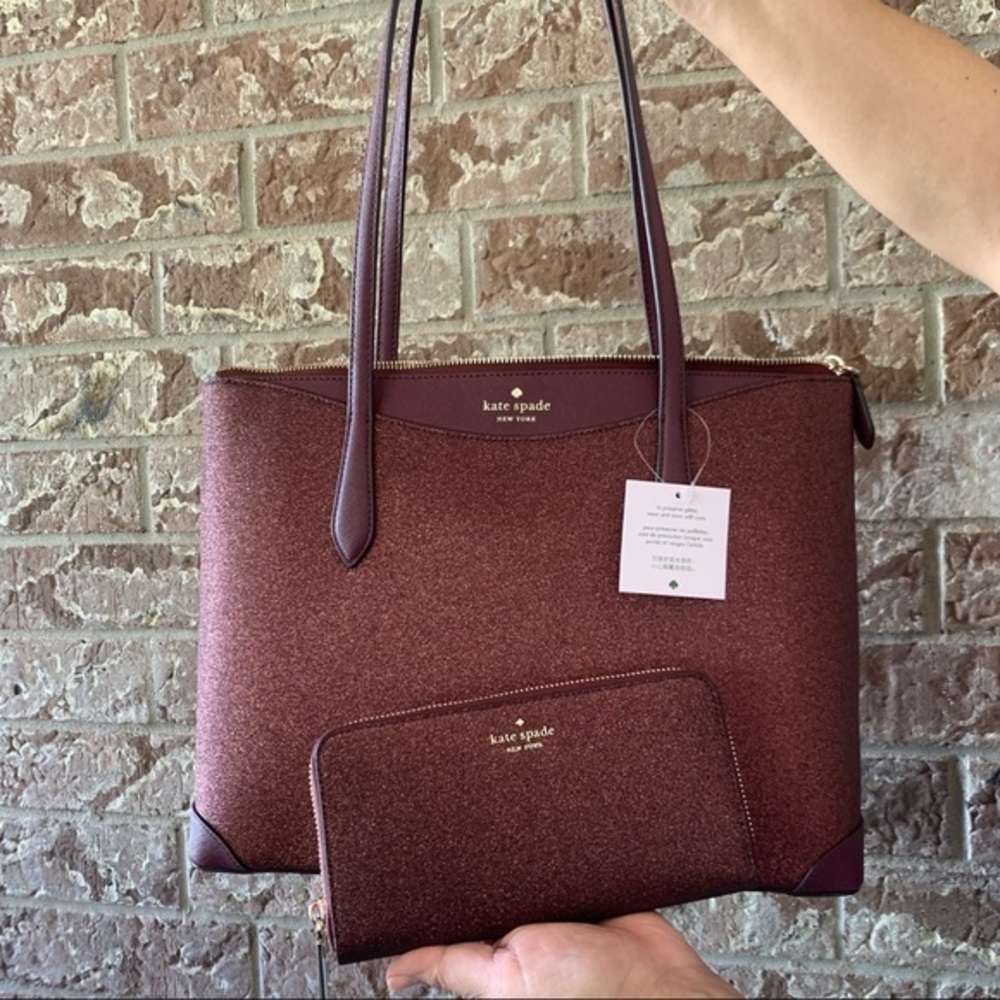 OFFERS? NEW Kate Spade Glitter Fabric Totebag Wallet Bundle